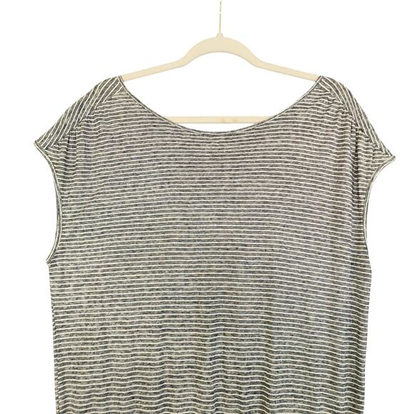 PrAna Womens Retrieve Romper Size Medium Gray Bone Stripe Hemp Organic Beach NWT - Picture 3 of 14